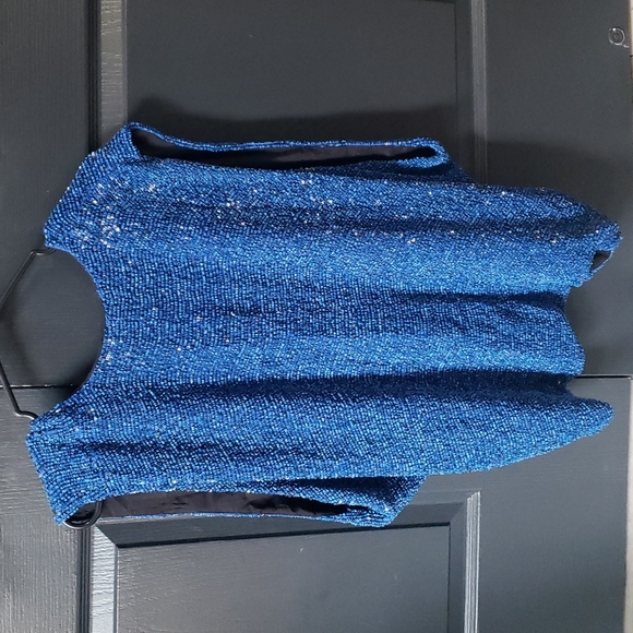 Robert Rodriguez blue beaded cape size 2 - Picture 2 of 4